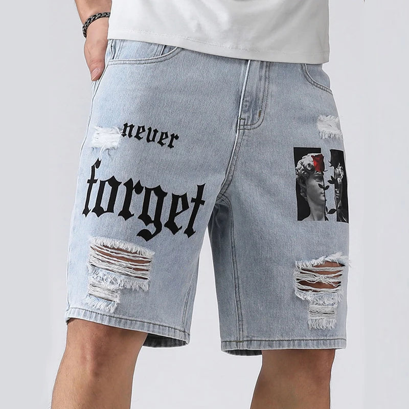 Short en Jean Imprimé Homme