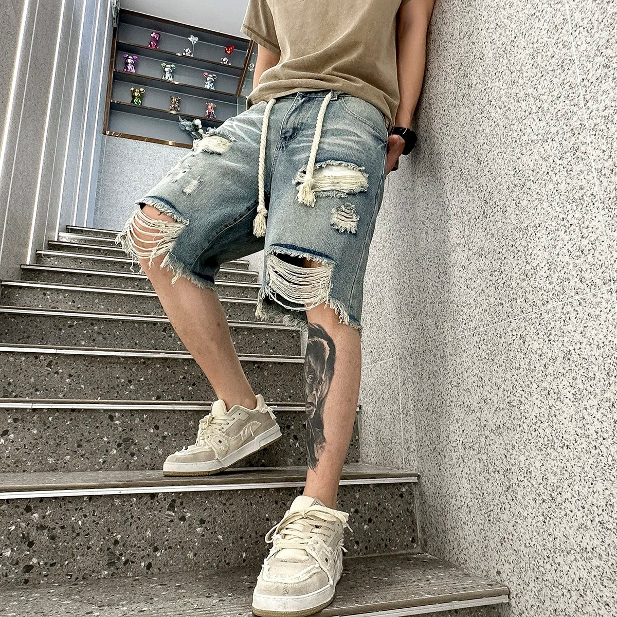 Short en Jean Streetwear Homme