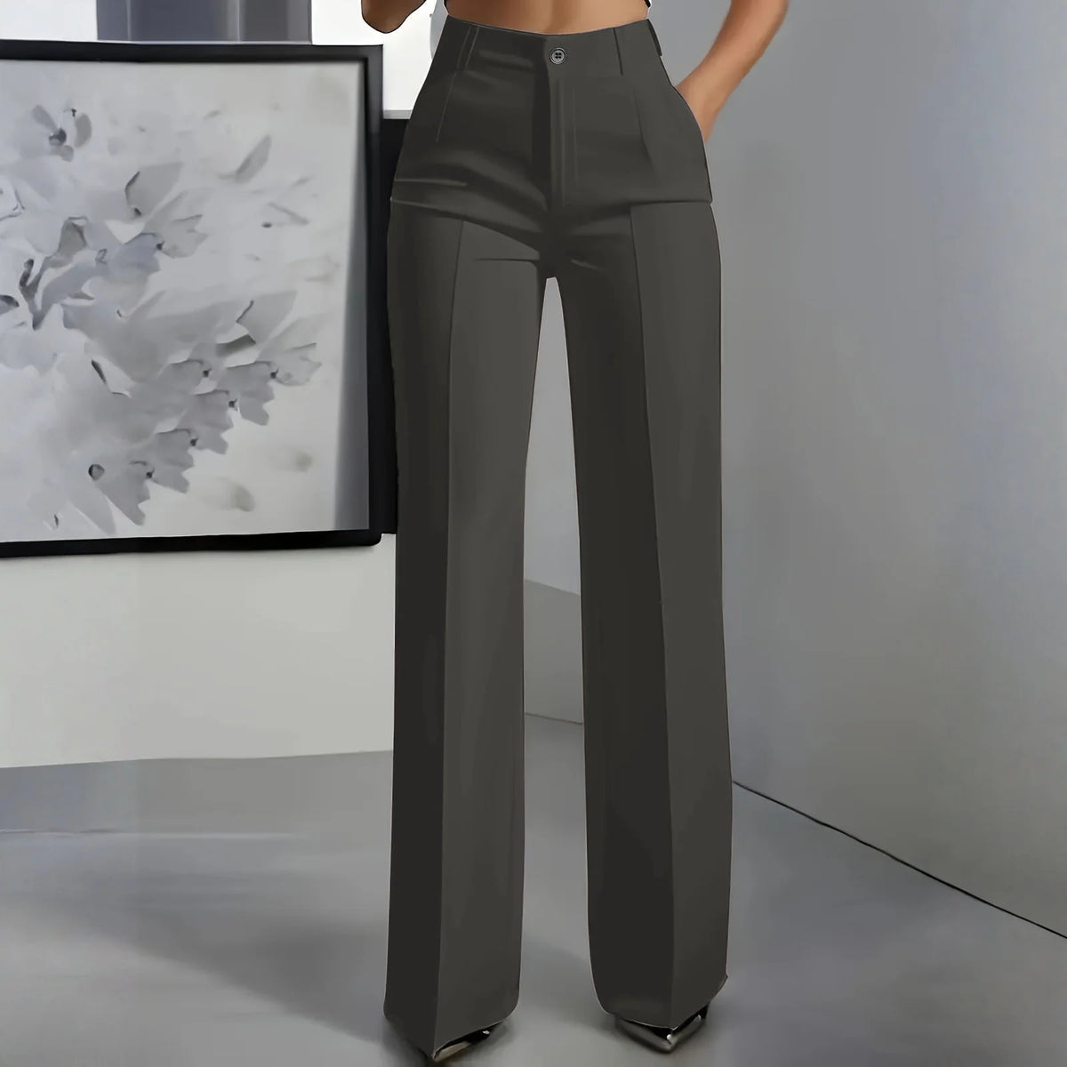 Pantalon Tailleur Taille Haute Femme