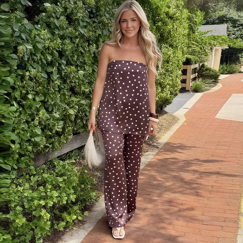 Ensemble 2 pièces pantalon en satin