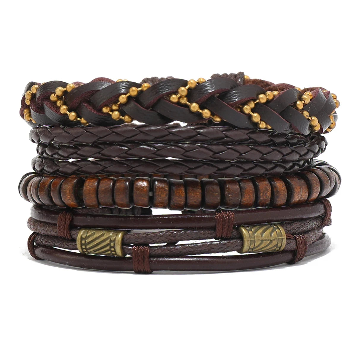 Bracelet Vintage Multicouche en Perles de Bois