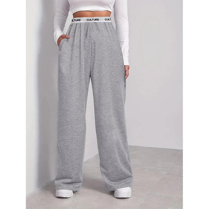 Pantalon Taille Haute Femme – Coupe Ample avec Ceinture
