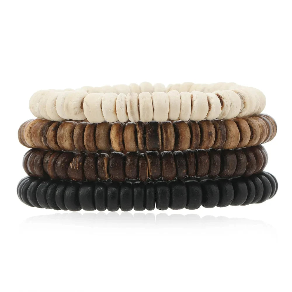 Bracelet Vintage Multicouche en Perles de Bois
