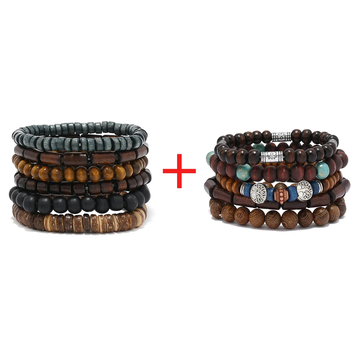 Bracelet Vintage Multicouche en Perles de Bois