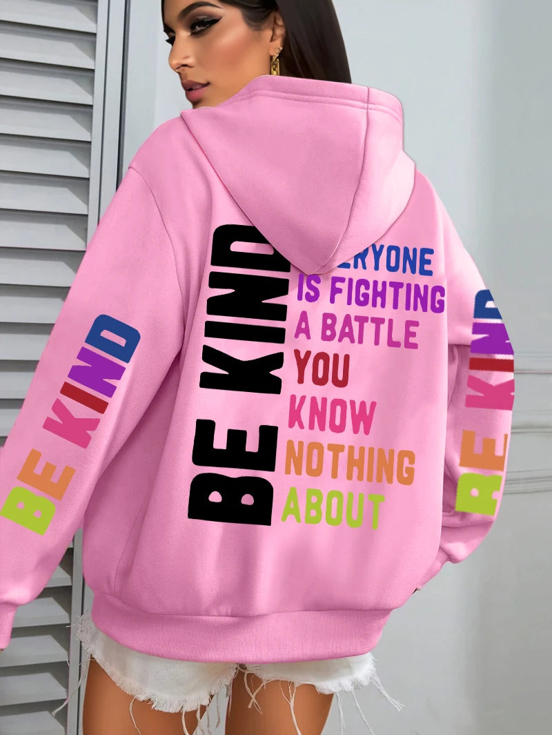 Sweat à Capuche Femme « Be Kind » – Imprimé Tendance