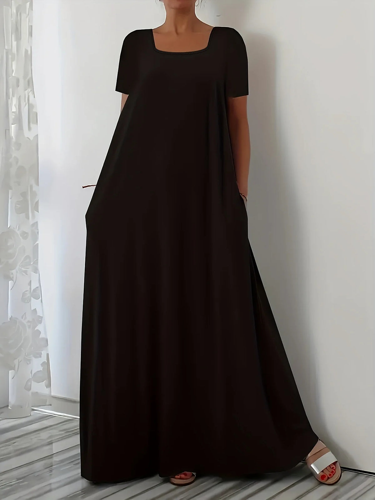 Robe Longue Grande Taille à Manches Courtes