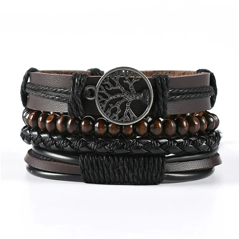 Bracelet Vintage Multicouche en Perles de Bois