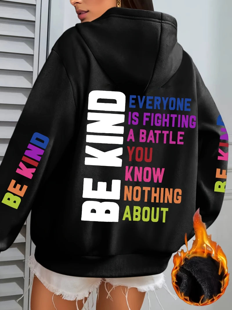 Sweat à Capuche Femme « Be Kind » – Imprimé Tendance