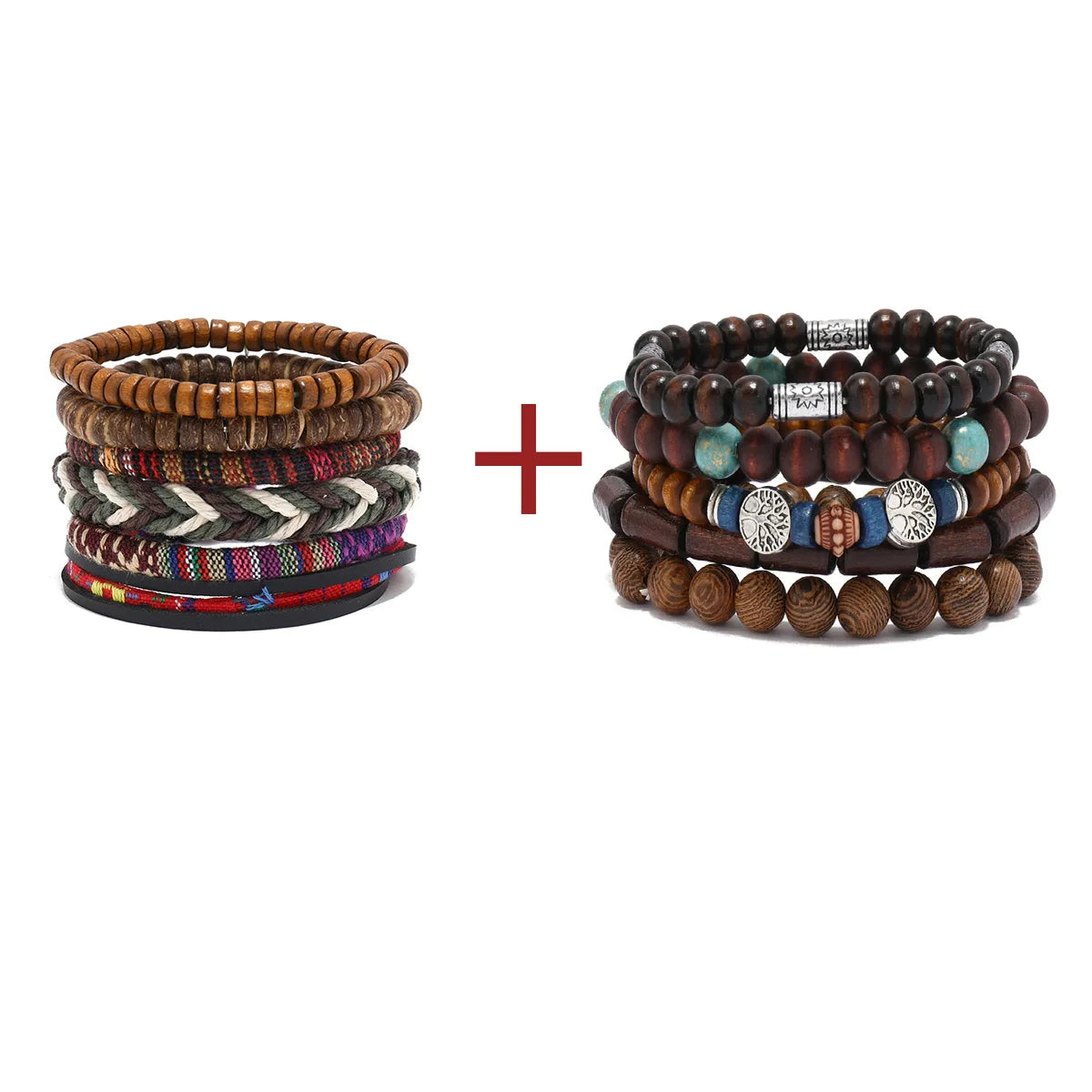 Bracelet Vintage Multicouche en Perles de Bois