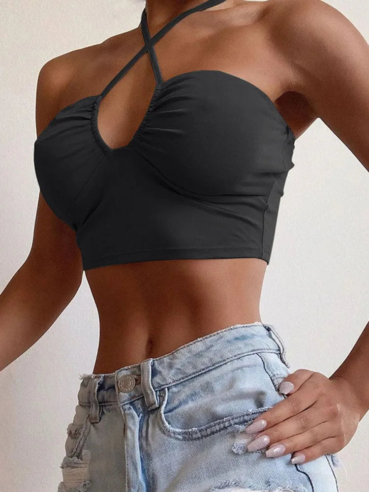 Shorts-shirts -Top Froncé à Lacets