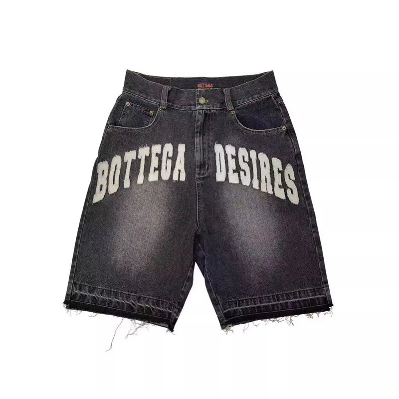 Short en jean rétro avec broderie