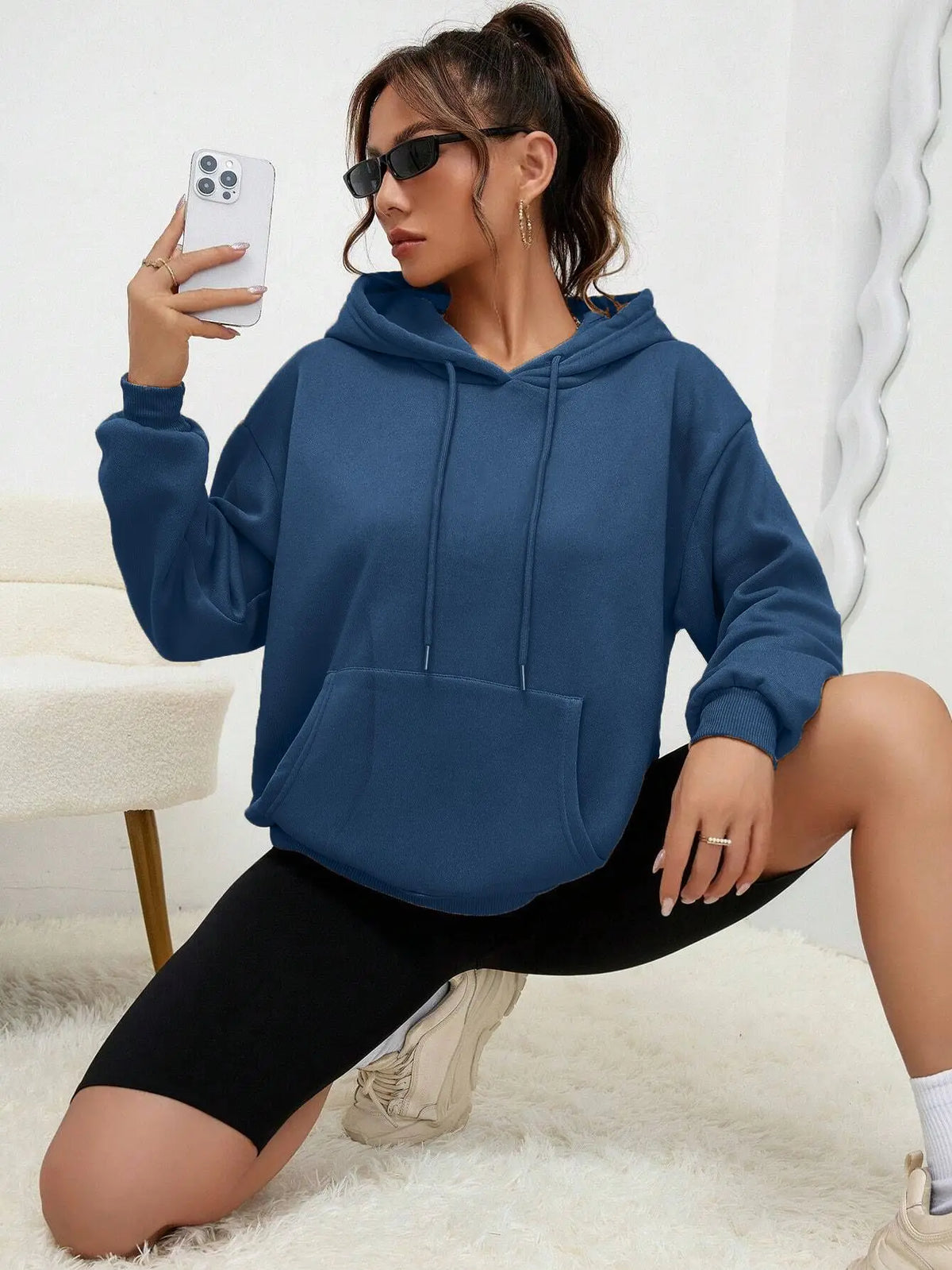 Sweat à Capuche Femme Uni – Style Décontracté