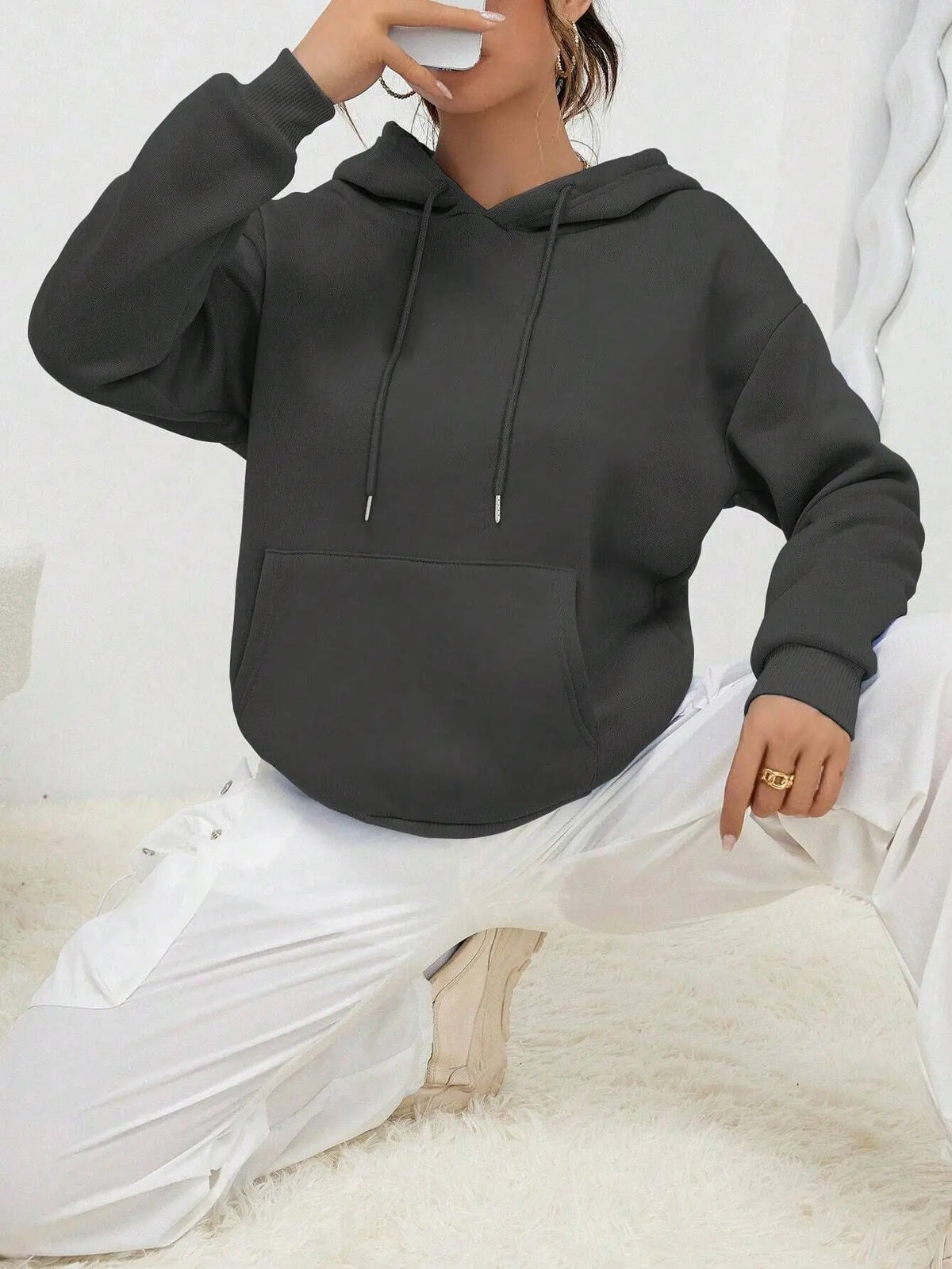 Sweat à Capuche Femme Uni – Style Décontracté