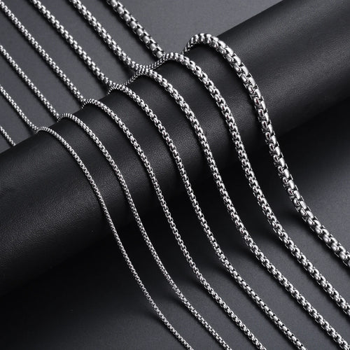 Collier Chaîne Carrée en Acier Inoxydable