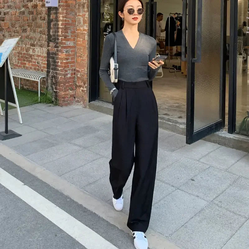 Pantalon classique  Femme – Taille Haute avec Poches