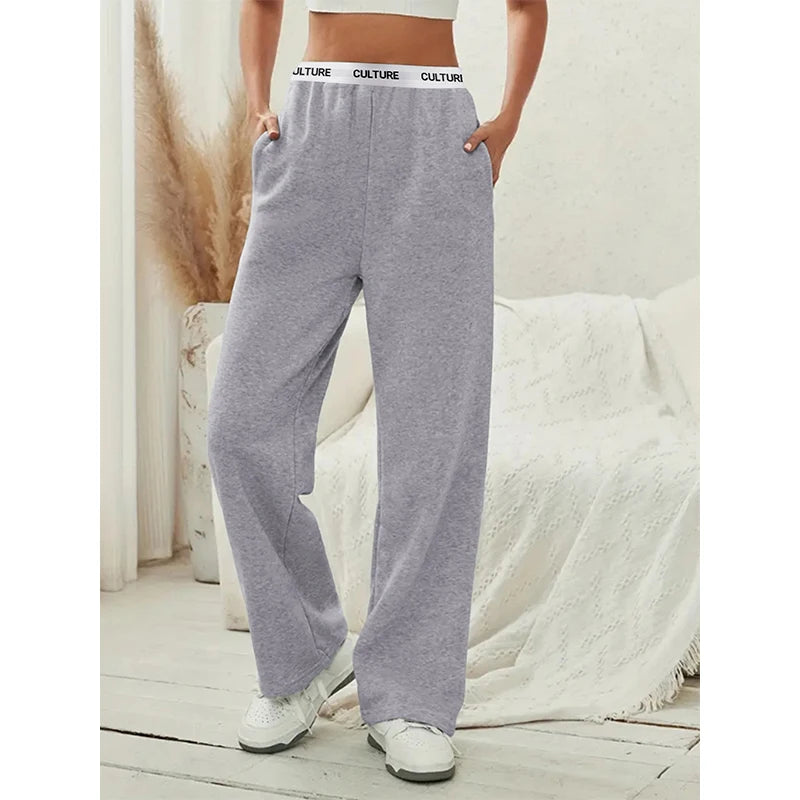 Pantalon Taille Haute Femme – Coupe Ample avec Ceinture
