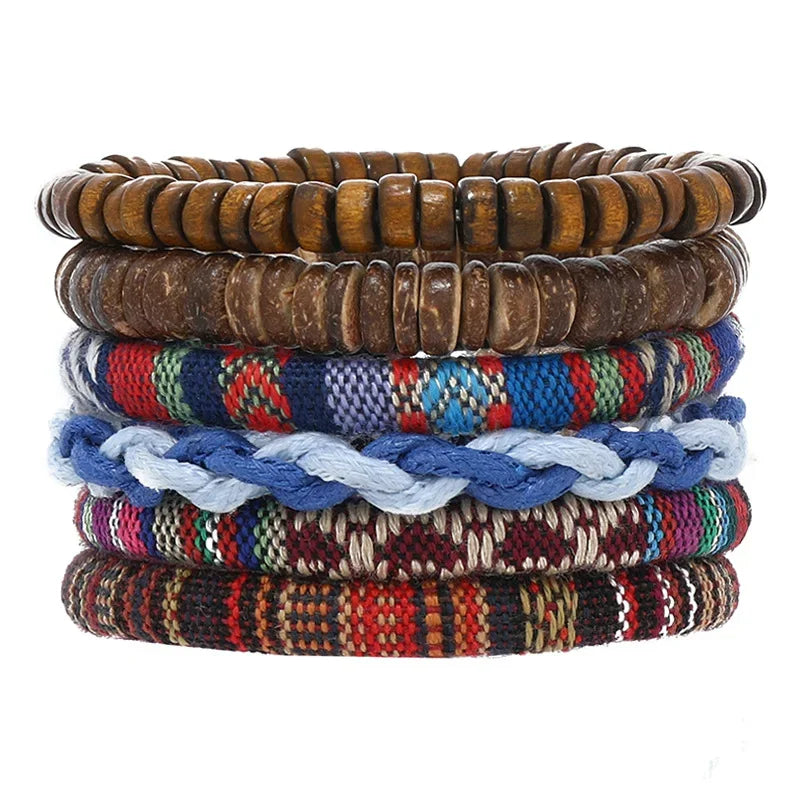 Bracelet Vintage Multicouche en Perles de Bois