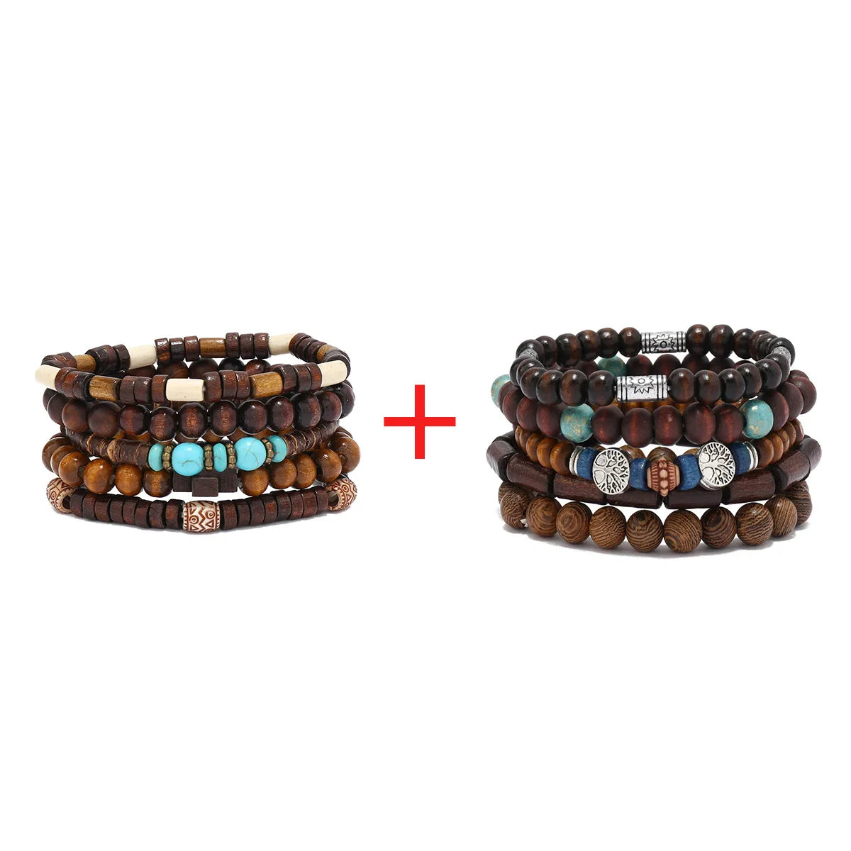 Bracelet Vintage Multicouche en Perles de Bois