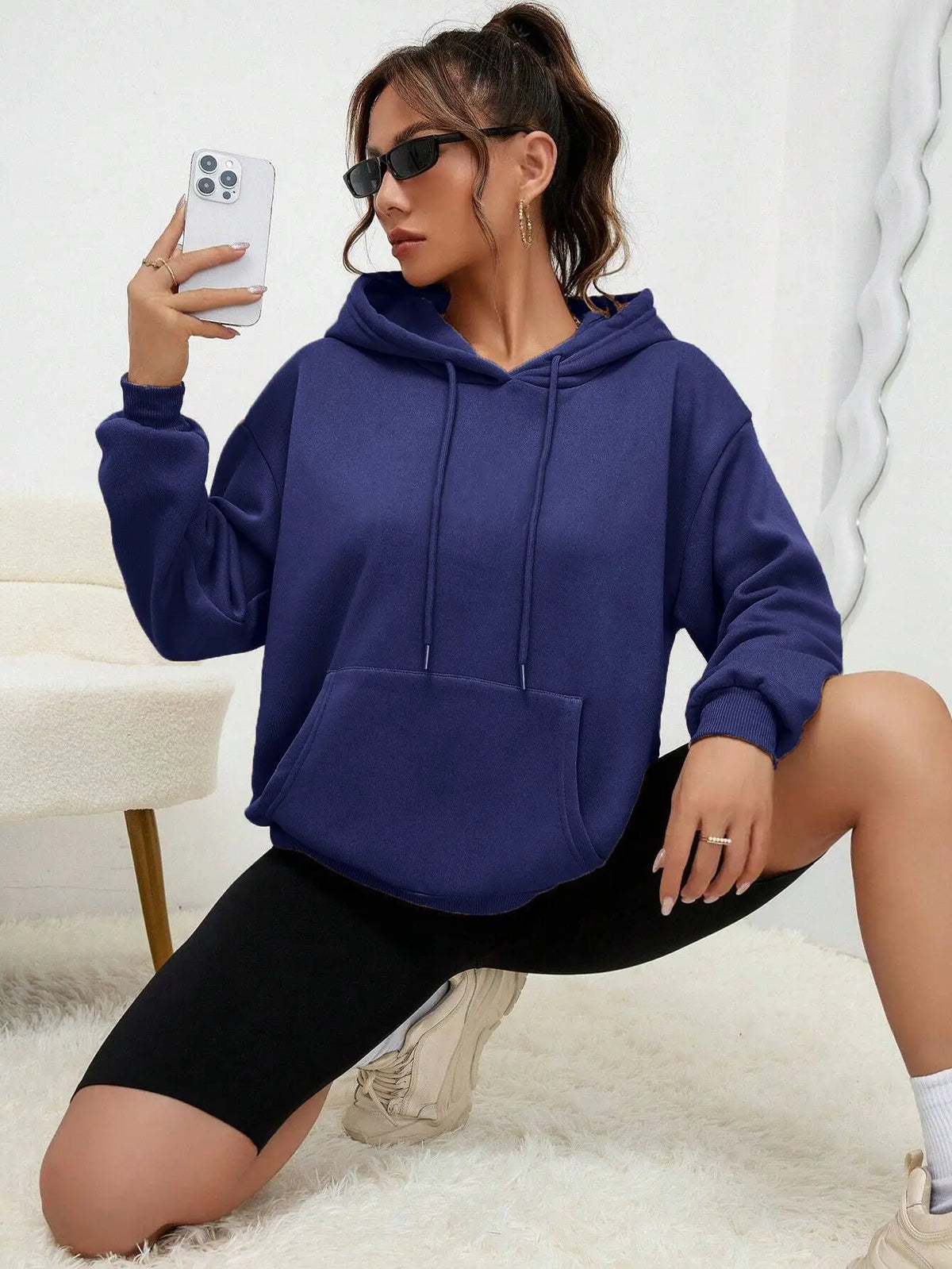 Sweat à Capuche Femme Uni – Style Décontracté