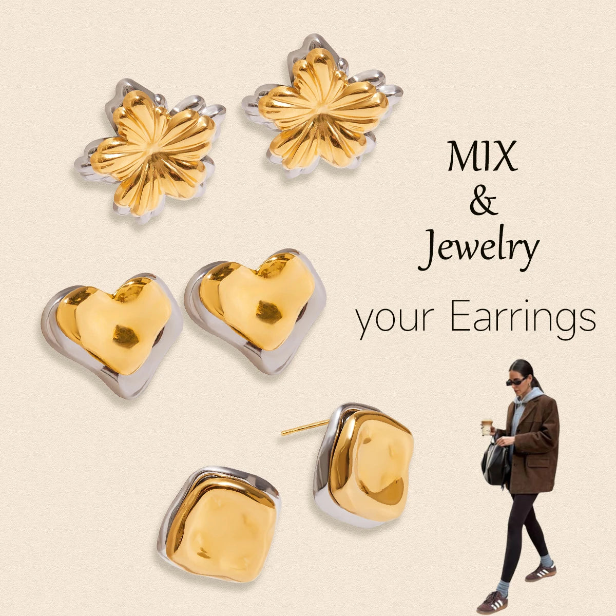 Boucles d'Oreilles Minimalistes Plaquées Or 18K