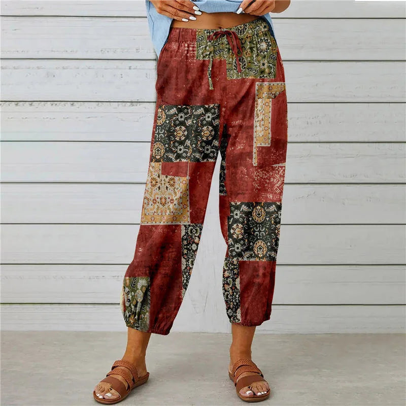 Pantalon Fluide Imprimé Femme – Léger et Confortable