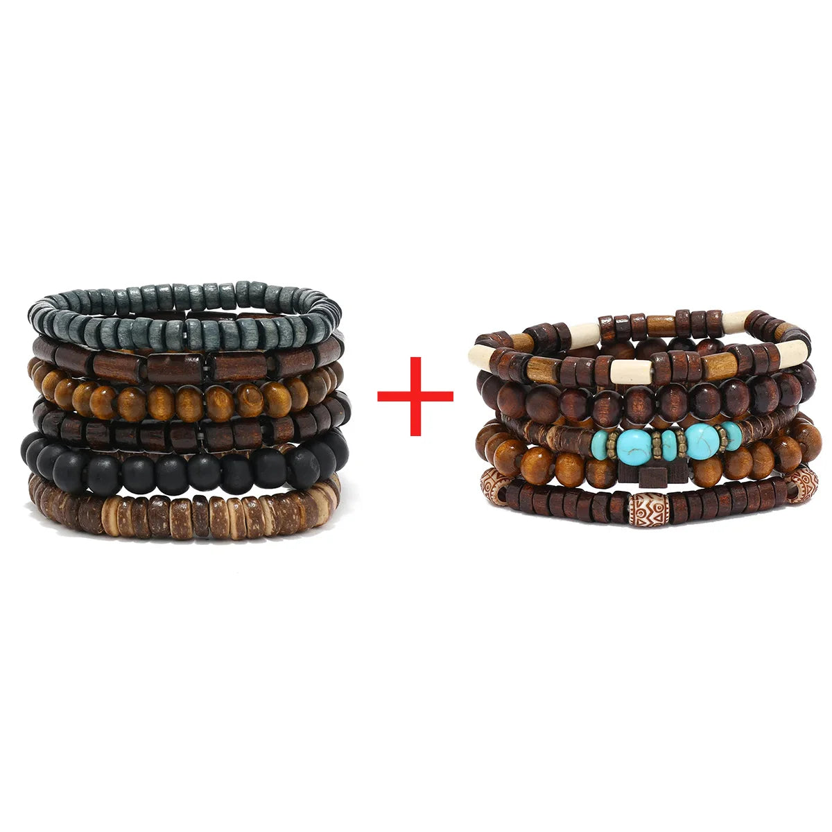 Bracelet Vintage Multicouche en Perles de Bois