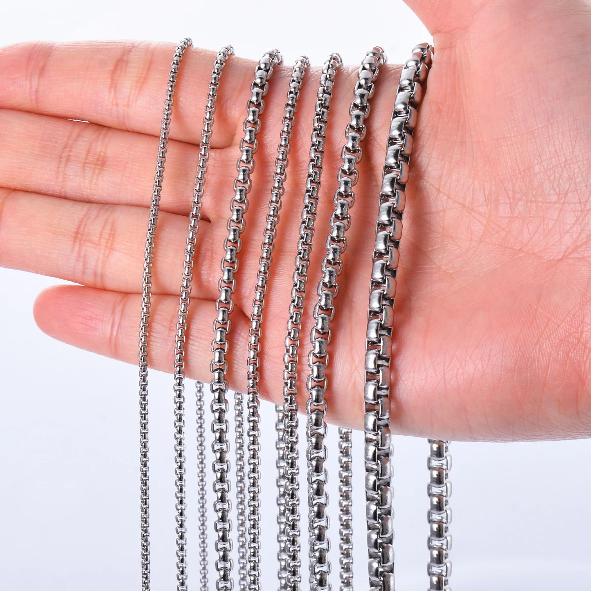 Collier Chaîne Carrée en Acier Inoxydable