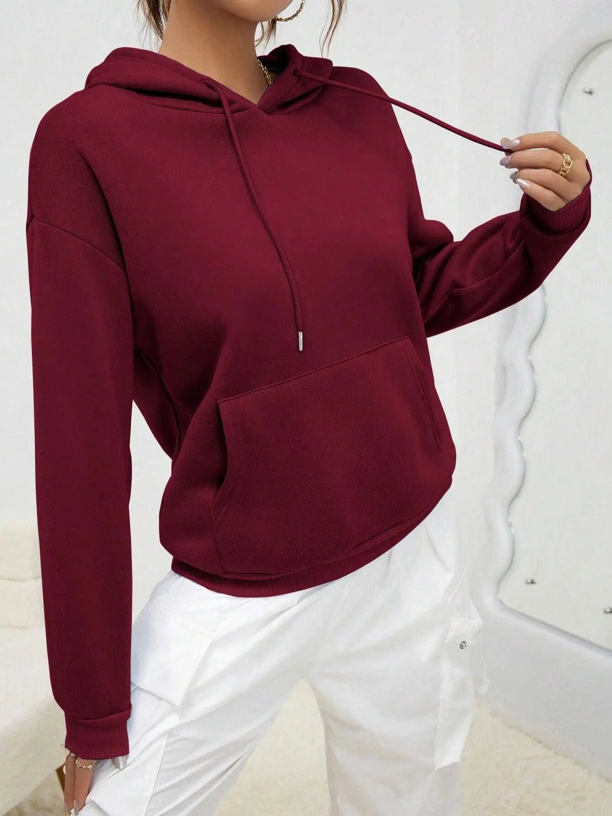 Sweat à Capuche Femme Uni – Style Décontracté