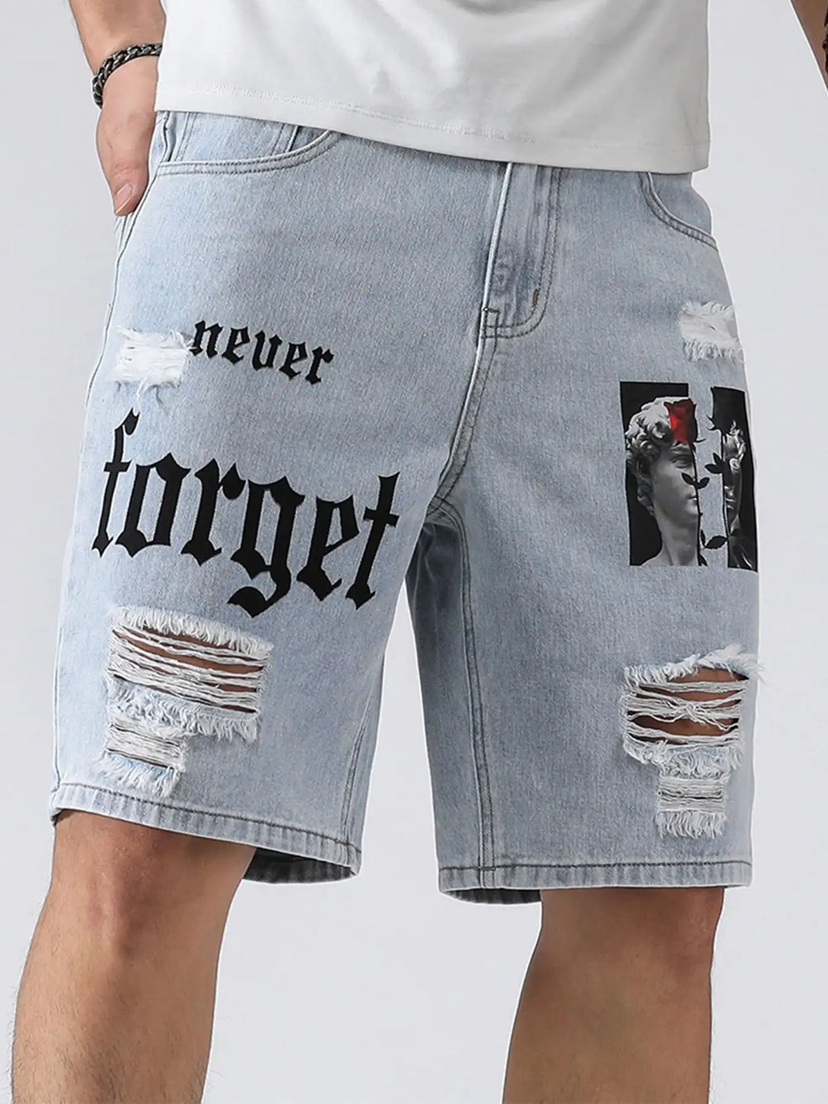 Short en Jean Imprimé Homme