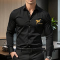 Chemise Noire Homme – Imprimé Cheval Doré